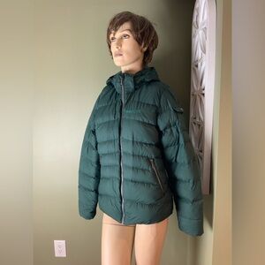 Marmot Forest Green Hooded Puffer Jacket size small 160/84A